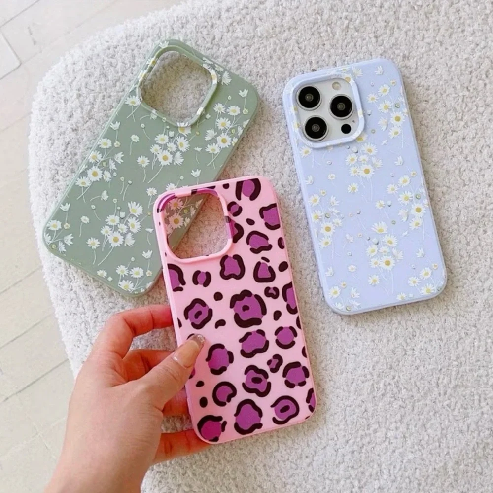 NEW Aesthetic iPhone 13 Case Trio - Daisy, Pink Cheetah & Lavender Floral